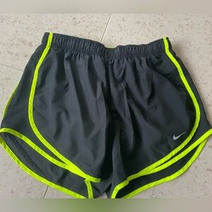 Nike Tempo shorts in black with neon piping. Size Large.